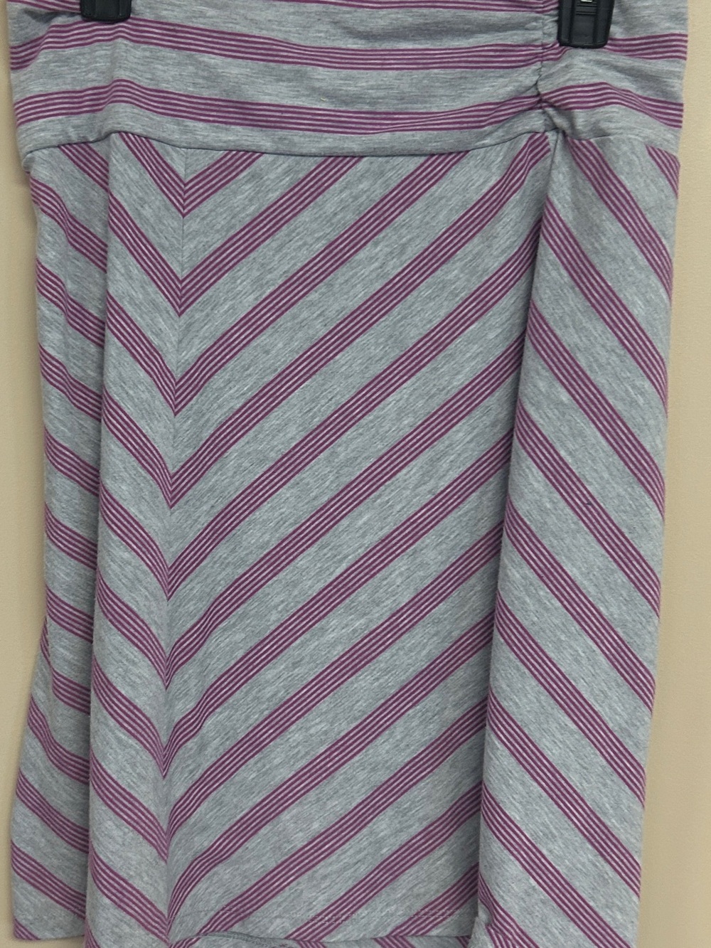 Faded Glory Grey and Purple Striped Circle Skirt